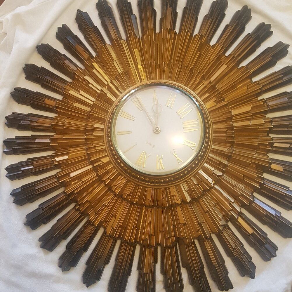 Vintage Mid-Century Starburst Wall Clock MCMLXIX by Syroco